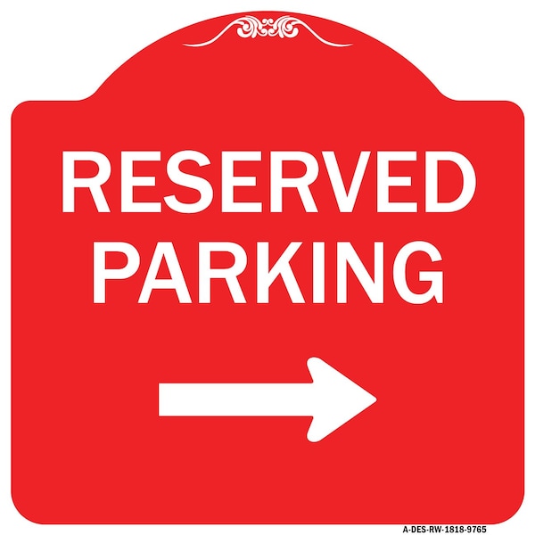 Signmission Designer Series Reserved Parking 2, Red & White Heavy-Gauge Aluminum Sign, 18" x 18", RW-1818-9765 A-DES-RW-1818-9765 - main